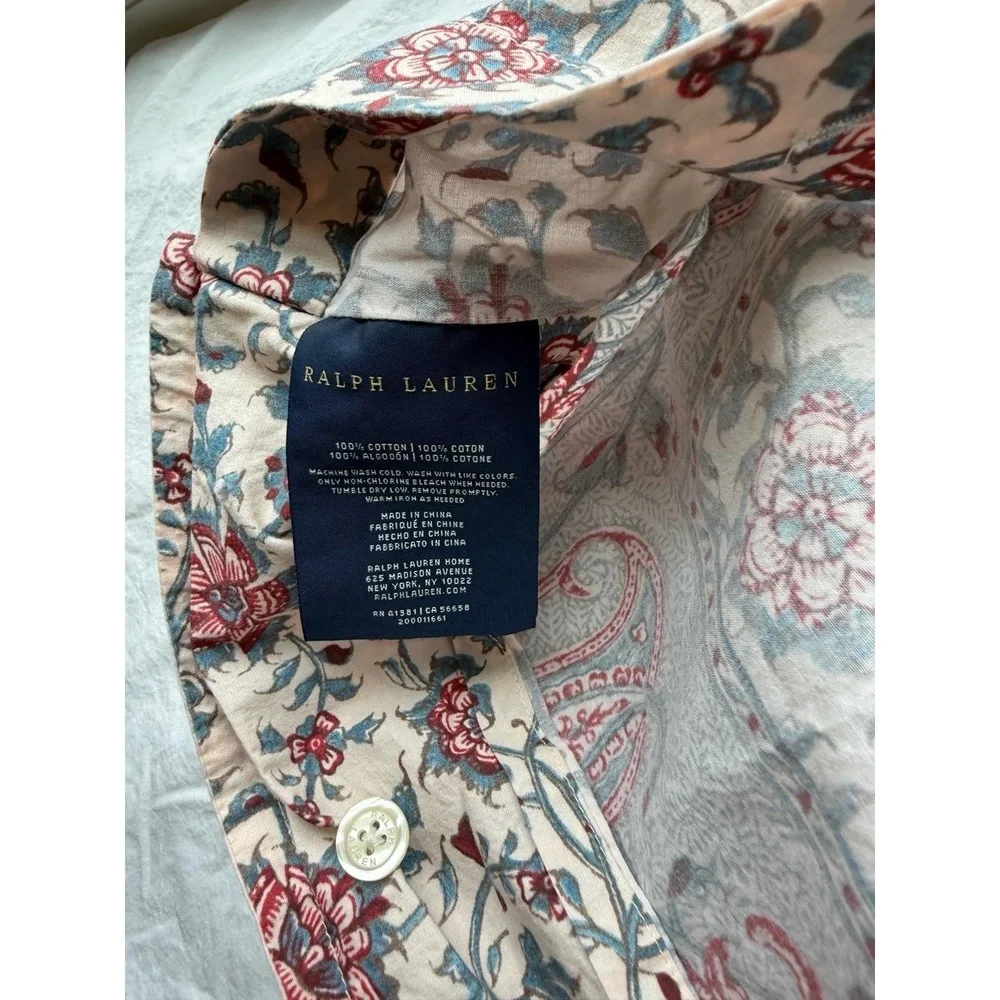 Ralph Lauren Avah King Size Shams Turquoise Floral Paisley Home‎ Decor Bedding